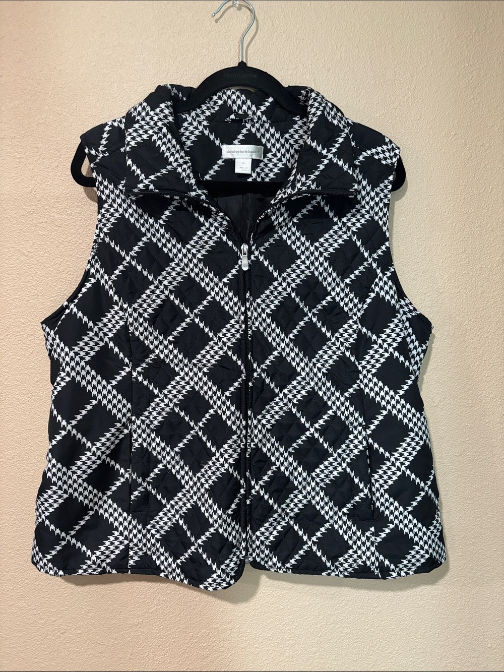 Christopher & Banks Black and White Quilted Vest